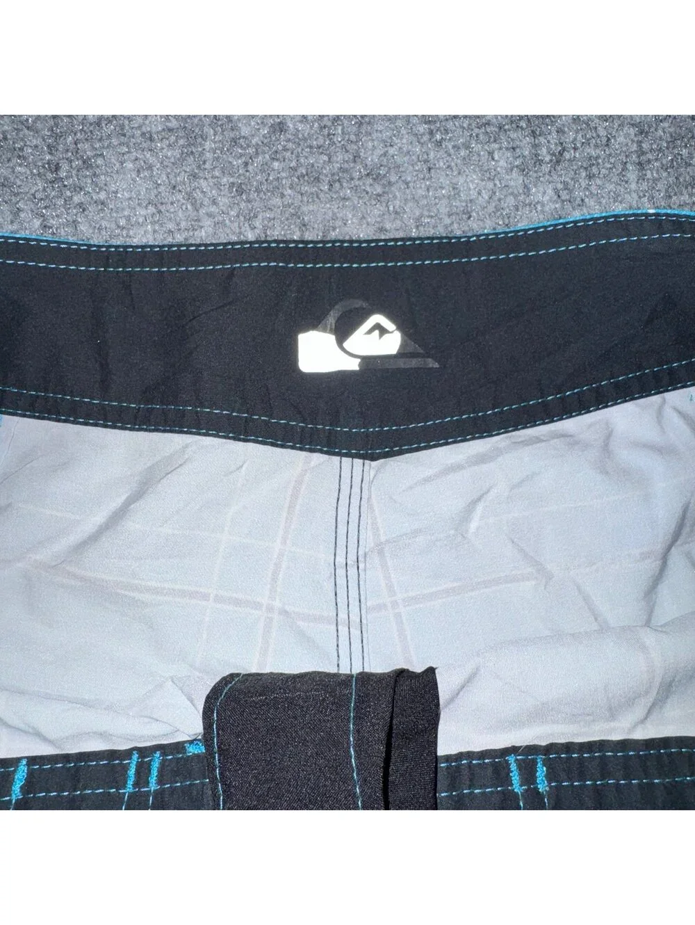 Quiksilver Blue Pinstripe Surf Board Shorts Mens MD Vtg y2k 90s Rare